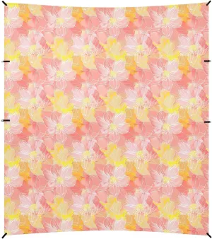 Abstract Bright Flowers Foldable Beach Canopy UPF50 Lightweight Large Sun Shade with Sandbags and Shovel for Camping Trips, Fishing, Backyard Fun or Picnics