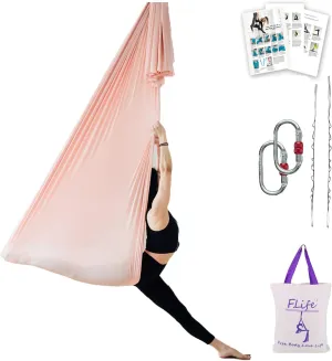 Aerial Yoga Hammock 6.5 yards Premium Aerial Silk Fabric Yoga Swing for Antigravity Inversion Include Daisy Chain,Carabiner and Pose Guide