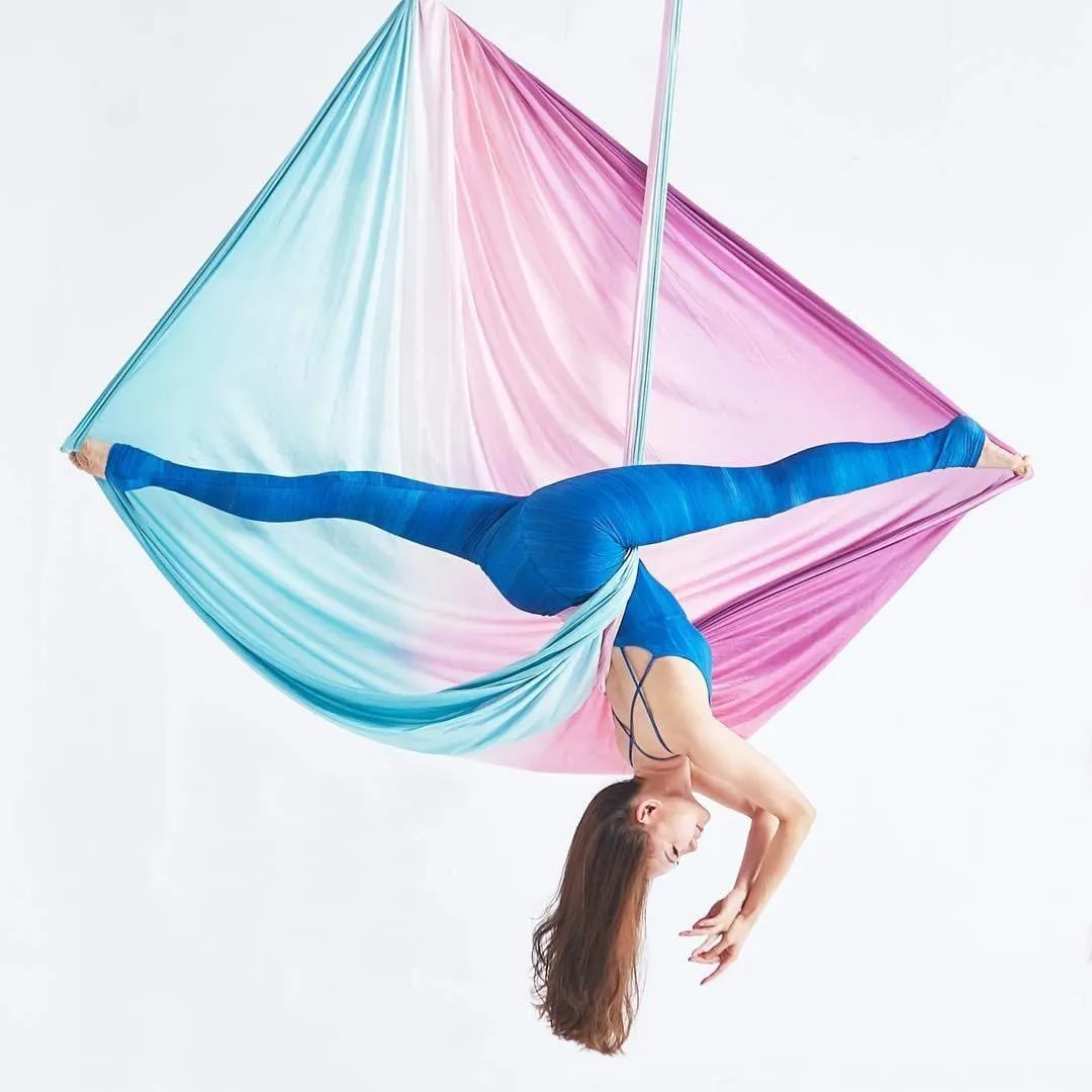 Aerial Yoga Hammock kit- Yoga Swing Multicolor 5 yards-Flying Yoga Include Daisy Chain,Carabiner and Pose Guide