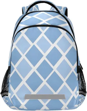 ALAZA Kids Backpack for Boys Girls,Blue Geometric Art Plaid School Backpack Preschool Elementary Kindergarten School Bag Bookbag Travel Laptop Bag Casual Daypack