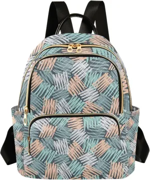 ALAZA Small Backpack Purse Pink Blue Green Light Pastel Colors Hatch Quilted Backpack for Women Girls Teen Fashion Daypack Ladies Bookbag Work Travel Daily Rucksack