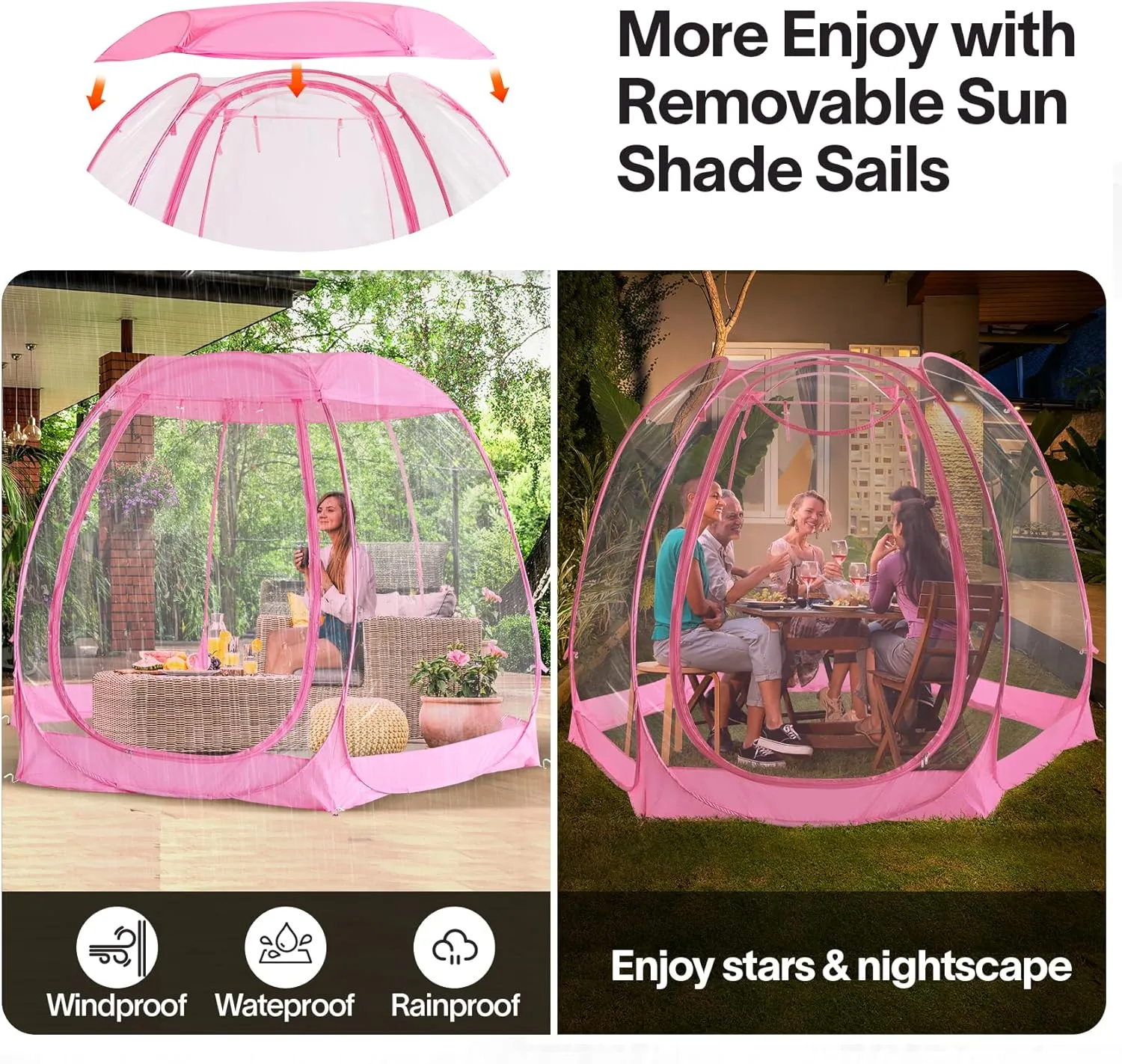 All Weather Proof Pod,Outdoor Weather Tent Sports Pod,540°View Bubble,Pop Up Screen House with Carry Bag,Screen Room for Sport Event,Camping,Fishing,Cheering