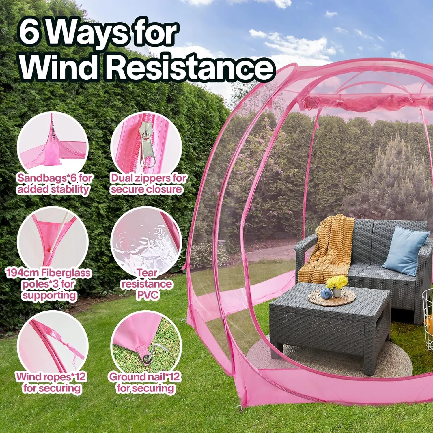 All Weather Proof Pod,Outdoor Weather Tent Sports Pod,540°View Bubble,Pop Up Screen House with Carry Bag,Screen Room for Sport Event,Camping,Fishing,Cheering