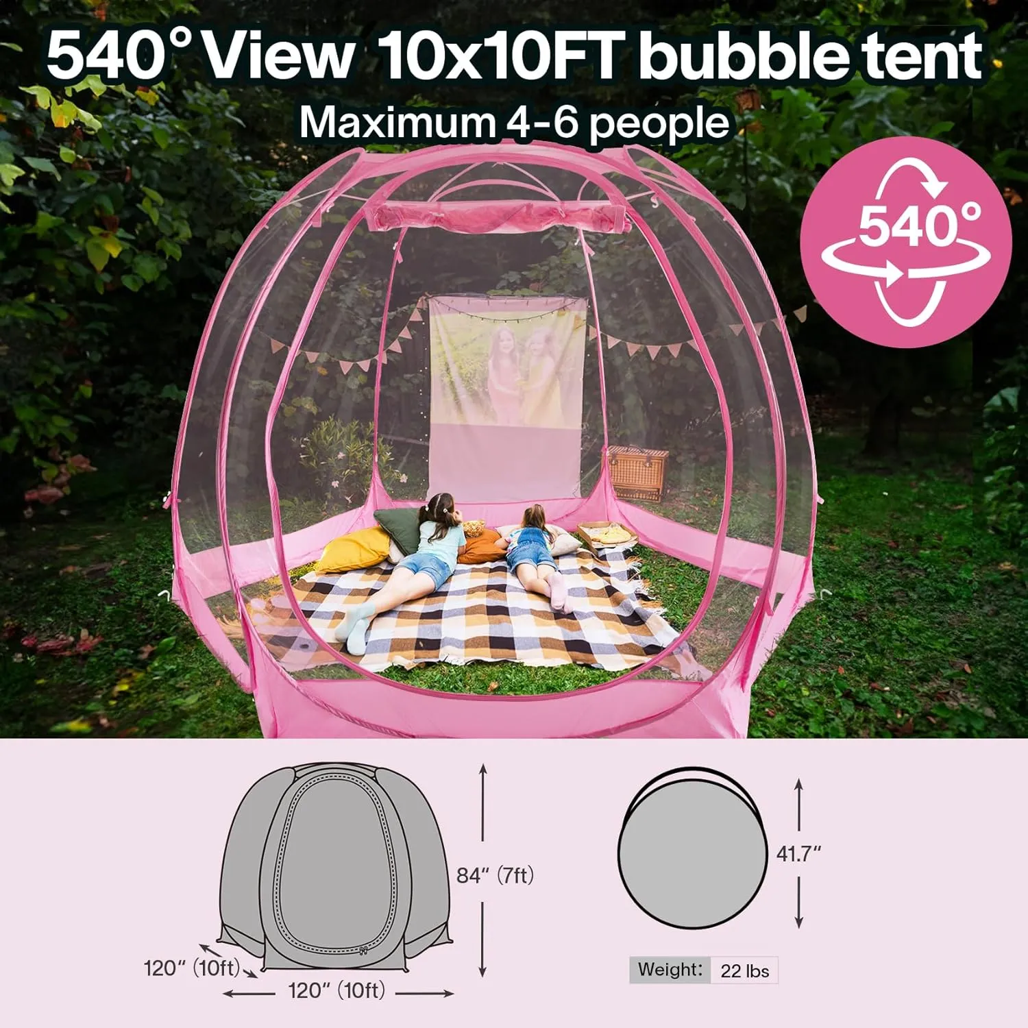 All Weather Proof Pod,Outdoor Weather Tent Sports Pod,540°View Bubble,Pop Up Screen House with Carry Bag,Screen Room for Sport Event,Camping,Fishing,Cheering