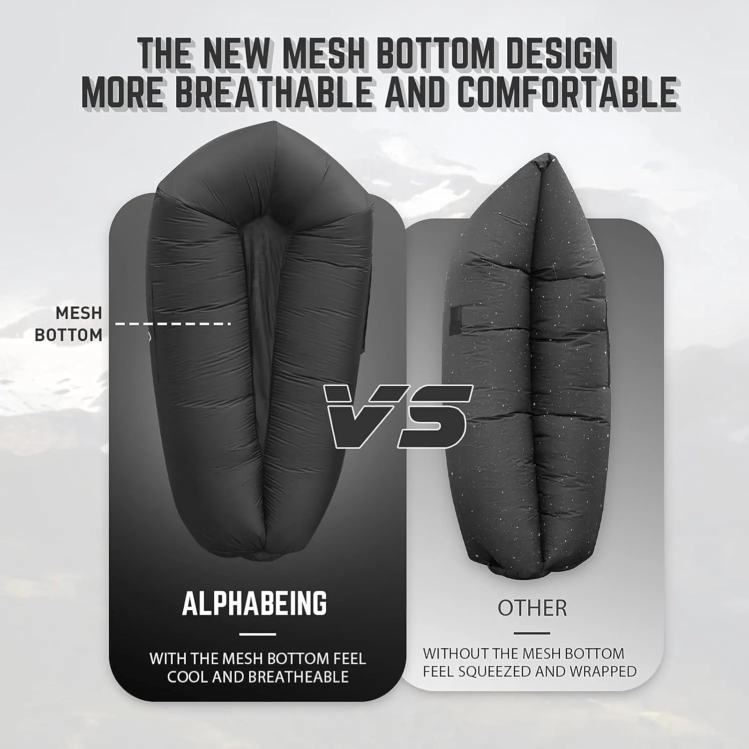 AlphaBeing Inflatable Lounger Air Sofa, Portable Inflatable Couch Mesh Hollow Air Hammock Anti Leakage Air Chair for Outdoor Camping Beach Traveling