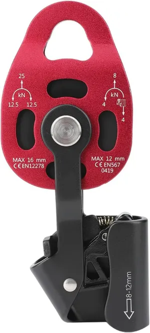Aluminium Heavy Duty Climbing Pulley for 8-12mm Rope, 4KN Single Pulley Wheel, Outdoor Adventure Essential Gear
