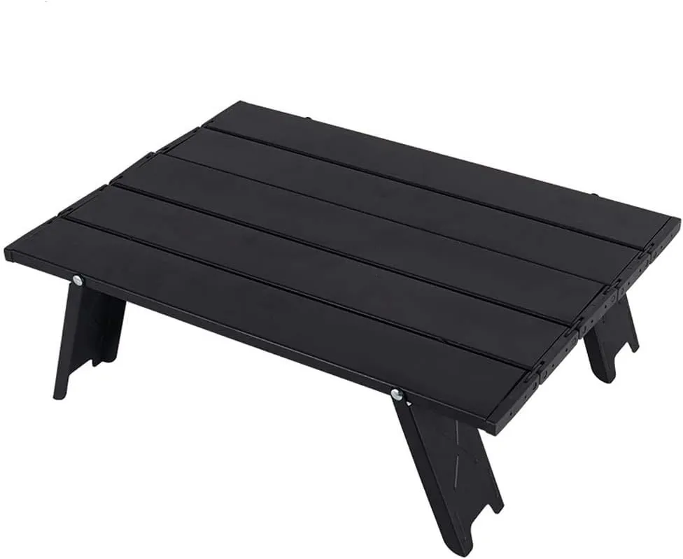 Aluminum Alloy Folding Table, Lightweight Foldable Fold Up Camping Fishing Table Holder, Ultralight Compact Mini Folding Table for Camping, Picnic, Outdoor, Travel, Beach