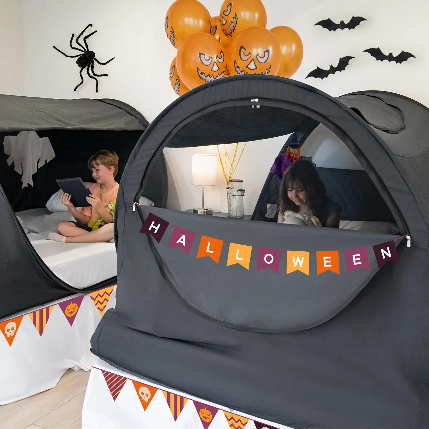 Alvantor Privacy Pop Up Bed Tent for Twin Bed, Easy Setup Blackout and Breathable Mesh Bed Canopy Lightweight Portable Sleep Pod with Carry Bag Dream Tent for Indoor Outdoor Use- Twin/Black