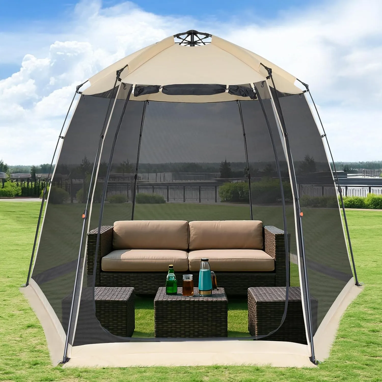 Alvantor Upgraded Screen House Gazebo, 2-4-6 Person Pop Up Screen Tent, Instant Screen Room with Carry Bag, Outdoor Mosquito Tent Camping, Sun Shade Shelter for Patio, Garden, Backyard, Deck