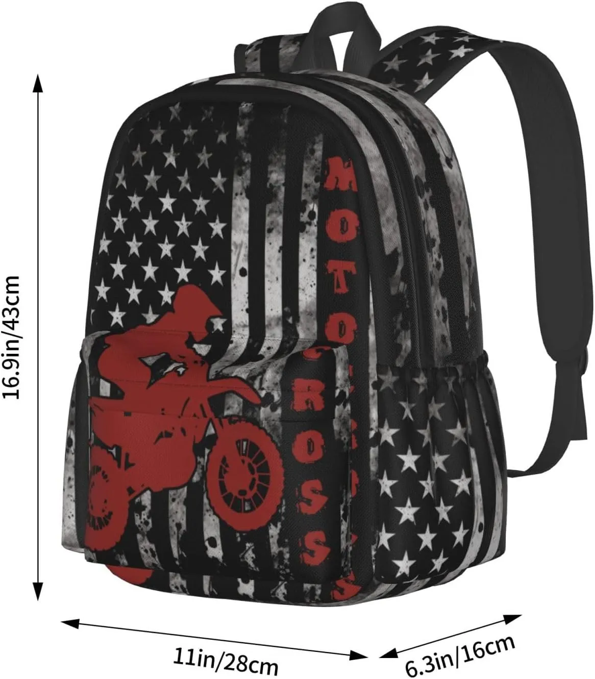 American Flag Motocross Backpack Laptop Backpacks Multipurpose Daypack For Men Women Travel Hiking