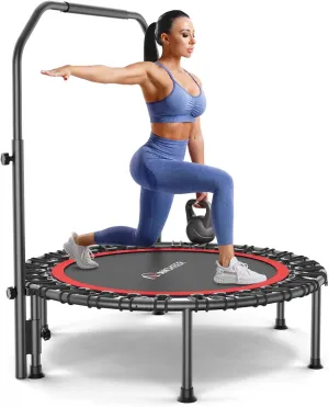ANCHEER 40"/48" Foldable Rebounder Trampoline for Adults/Kids with Resistance Bands and Bungees, Indoor & Outdoor Mini Trampoline with Bar and Safety Padding - Max Load 450lbs/550lbs