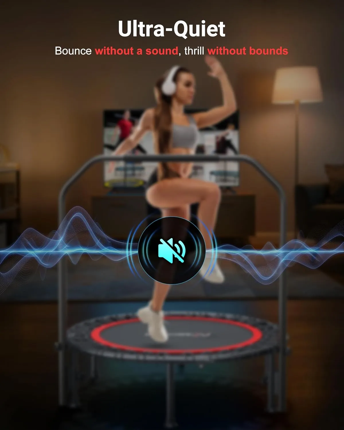 ANCHEER 40"/48" Foldable Rebounder Trampoline for Adults/Kids with Resistance Bands and Bungees, Indoor & Outdoor Mini Trampoline with Bar and Safety Padding - Max Load 450lbs/550lbs