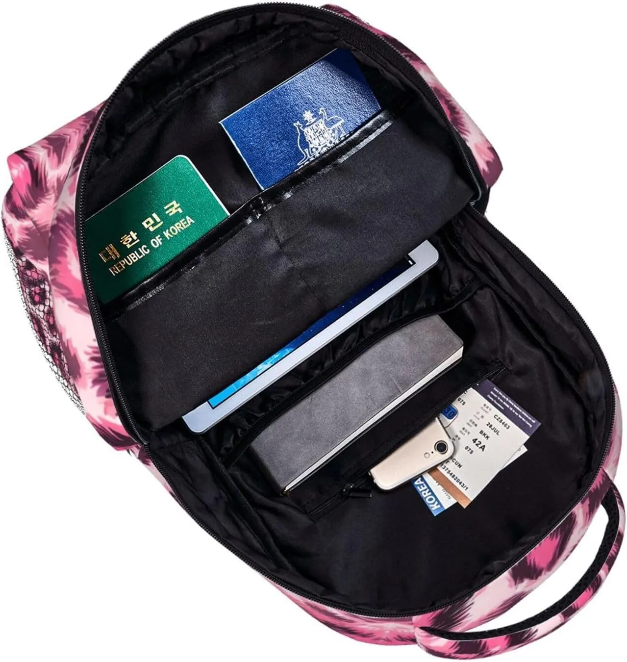 Animal Skin Fur Camouflage Pink Leopard Print Daypack Lightweight Multipurpose Anti-Theft Shoulder Bag Large Capacity Laptop Book Bag Rucksack With Adjustable Shoulder Straps