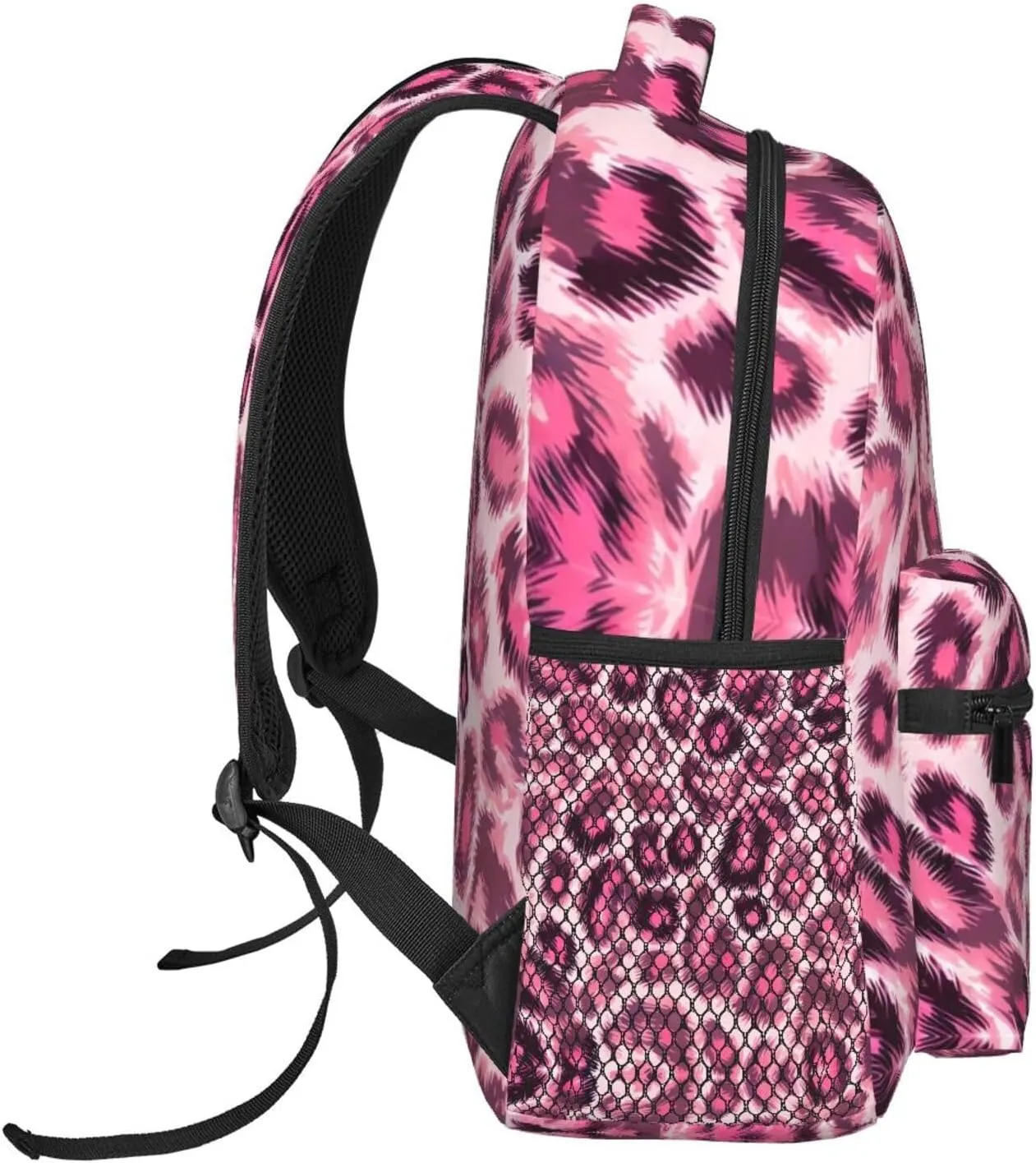 Animal Skin Fur Camouflage Pink Leopard Print Daypack Lightweight Multipurpose Anti-Theft Shoulder Bag Large Capacity Laptop Book Bag Rucksack With Adjustable Shoulder Straps