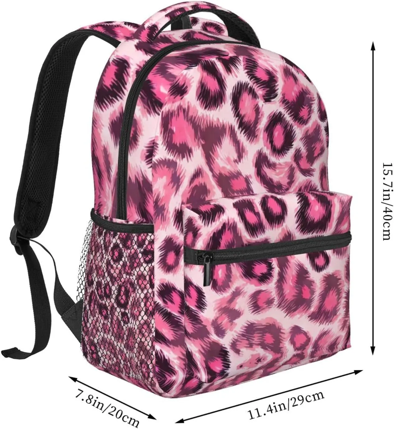Animal Skin Fur Camouflage Pink Leopard Print Daypack Lightweight Multipurpose Anti-Theft Shoulder Bag Large Capacity Laptop Book Bag Rucksack With Adjustable Shoulder Straps