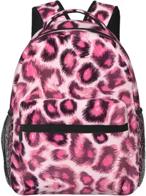 Animal Skin Fur Camouflage Pink Leopard Print Daypack Lightweight Multipurpose Anti-Theft Shoulder Bag Large Capacity Laptop Book Bag Rucksack With Adjustable Shoulder Straps