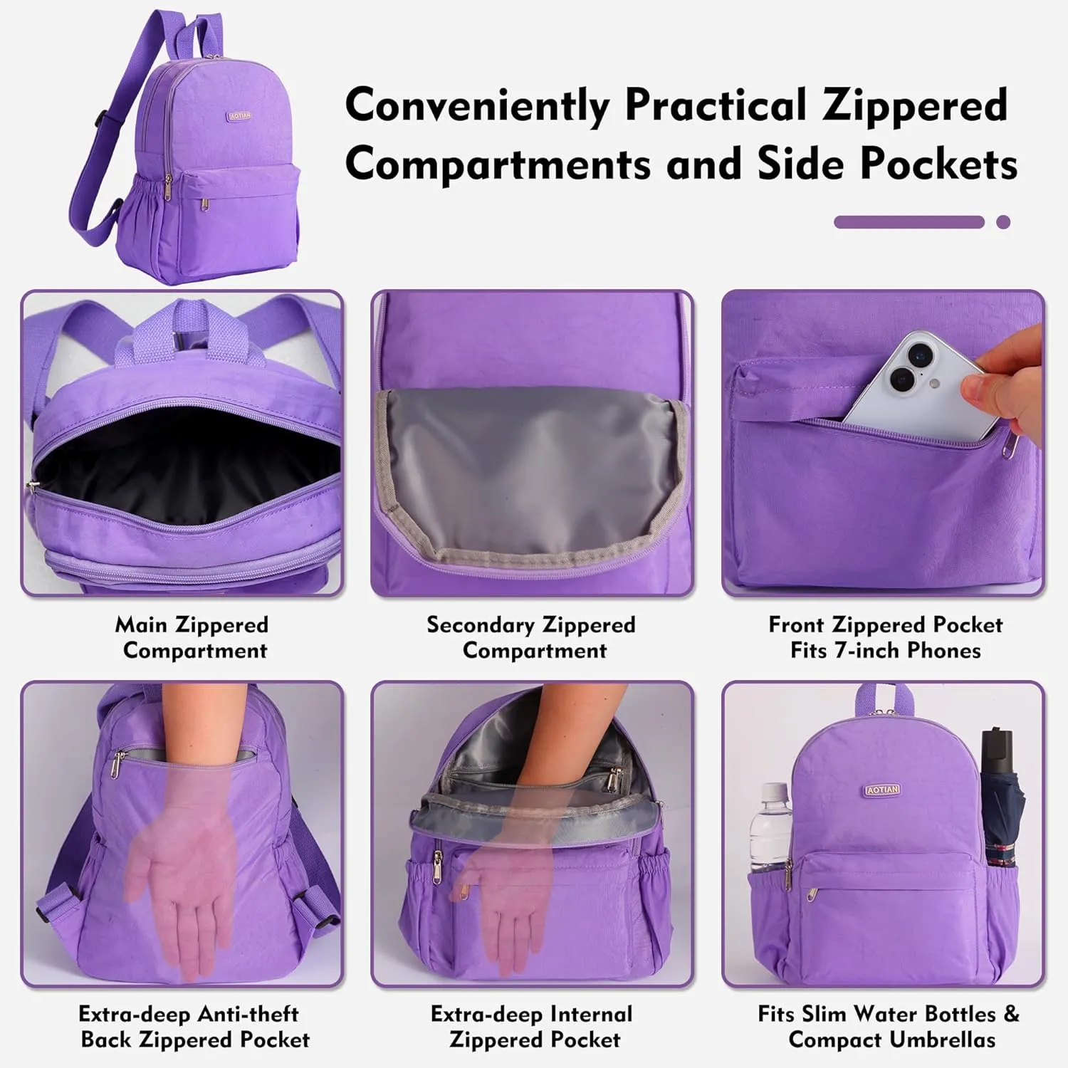AOTIAN Lightweight Small Hiking Backpack for Women - Durable Water-Resistant Daypack for Travel, Camping & Outdoor Adventures