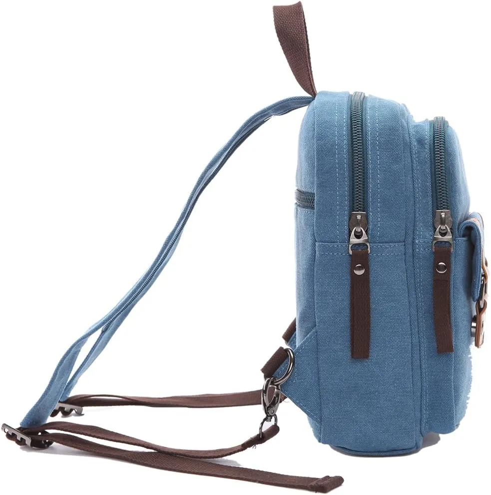 Arbag Small Cute Backpack Vintage Casual Canvas Shoulder Bag Daypack 8528bag,Skyblue