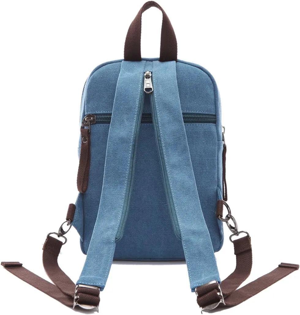 Arbag Small Cute Backpack Vintage Casual Canvas Shoulder Bag Daypack 8528bag,Skyblue