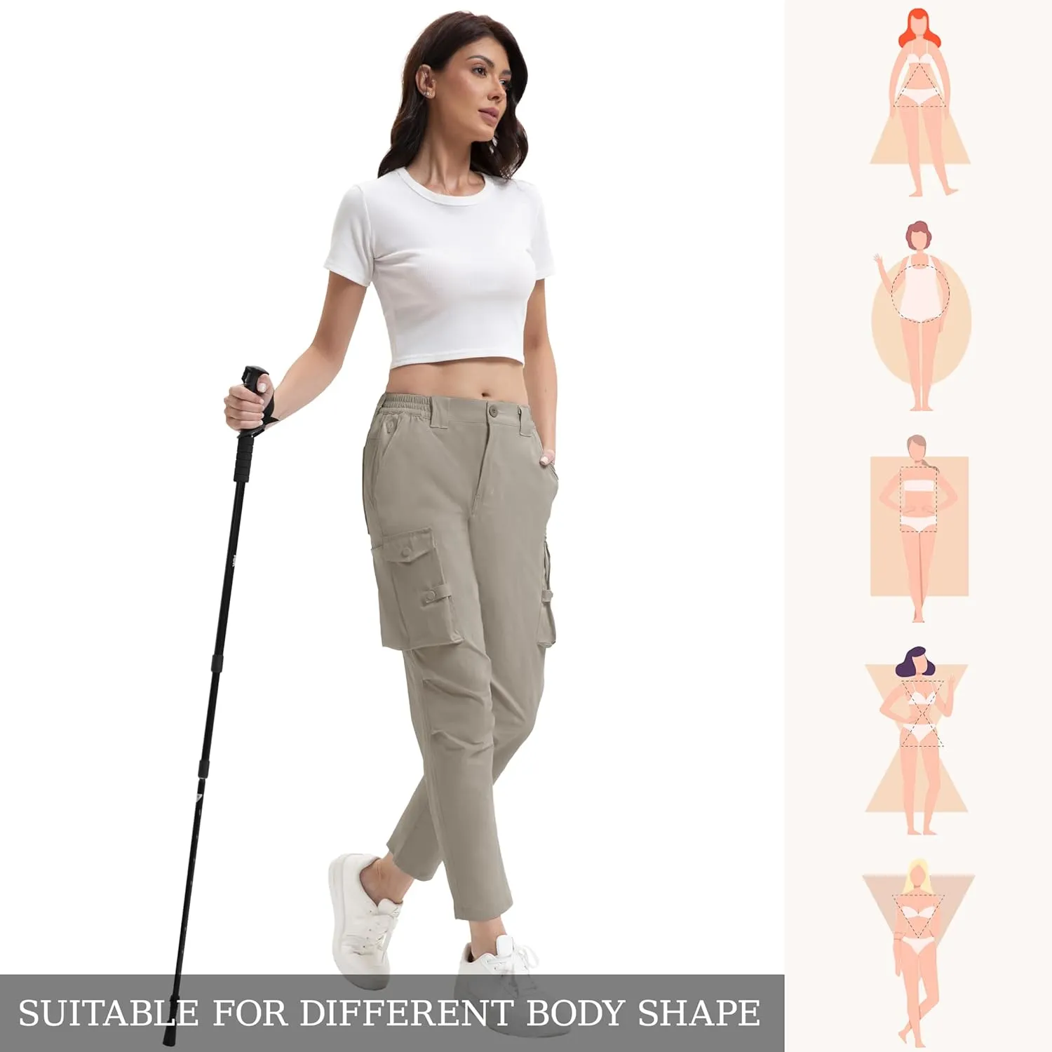 Arunlluta Women's Hiking Pants Stretch Cargo Tactical Pants Women Quick Dry Lightweight Casual Work Pants with 9 Pockets