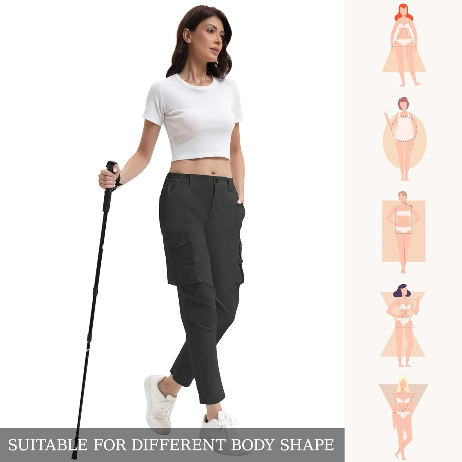 Arunlluta Women's Hiking Pants Stretch Cargo Tactical Pants Women Quick Dry Lightweight Casual Work Pants with 9 Pockets