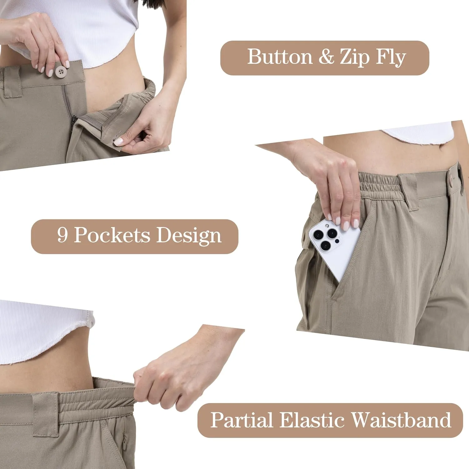 Arunlluta Women's Hiking Pants Stretch Cargo Tactical Pants Women Quick Dry Lightweight Casual Work Pants with 9 Pockets
