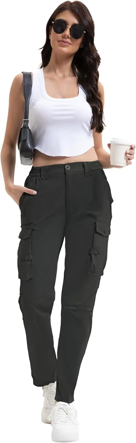 Arunlluta Women's Hiking Pants Stretch Cargo Tactical Pants Women Quick Dry Lightweight Casual Work Pants with 9 Pockets