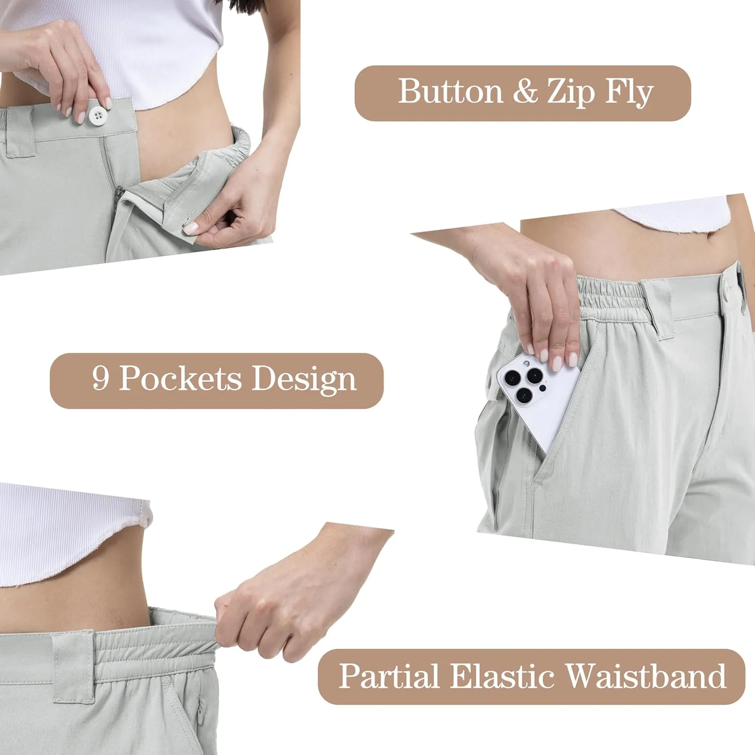 Arunlluta Women's Hiking Pants Stretch Cargo Tactical Pants Women Quick Dry Lightweight Casual Work Pants with 9 Pockets
