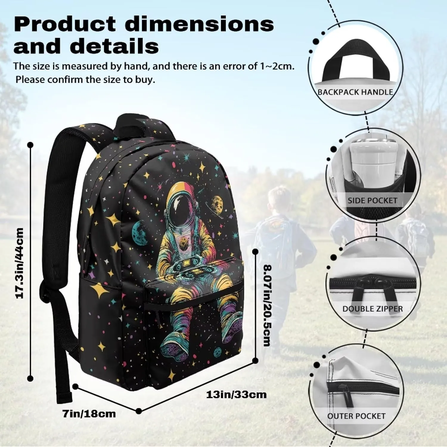 Astronaut Star Stylish Commuter Backpack for Mens Trendy Zippered Daypack Purse with Adjustable Straps Polyester Back Pack Ideal for Travel Camping
