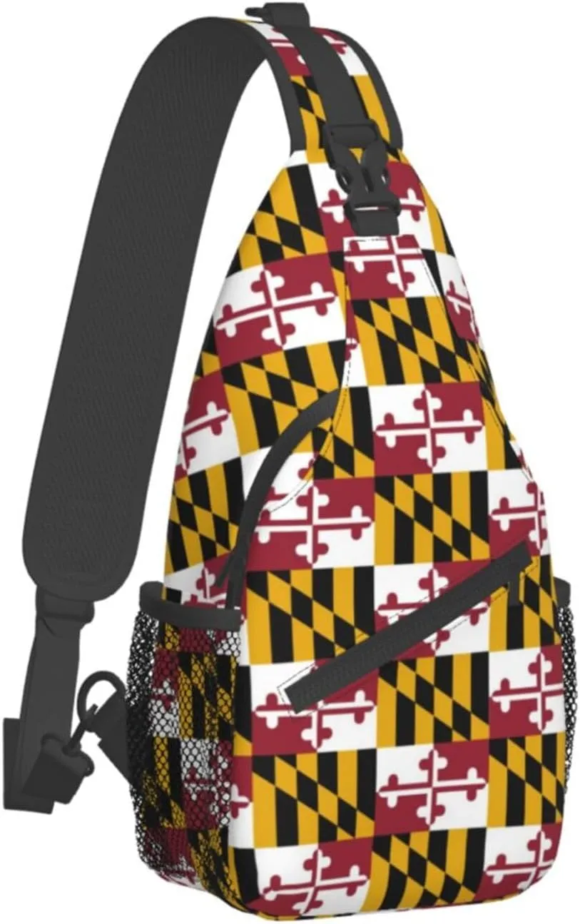 ASYG Cute Maryland Flag Sling Backpack, Multipurpose Maryland Crossbody Shoulder Bag Travel Hiking Daypack for Men Women