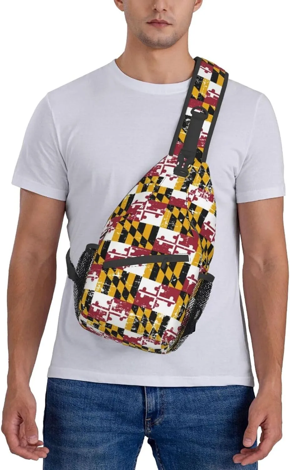 ASYG Cute Maryland Flag Sling Backpack, Multipurpose Maryland Crossbody Shoulder Bag Travel Hiking Daypack for Men Women