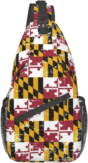 ASYG Cute Maryland Flag Sling Backpack, Multipurpose Maryland Crossbody Shoulder Bag Travel Hiking Daypack for Men Women