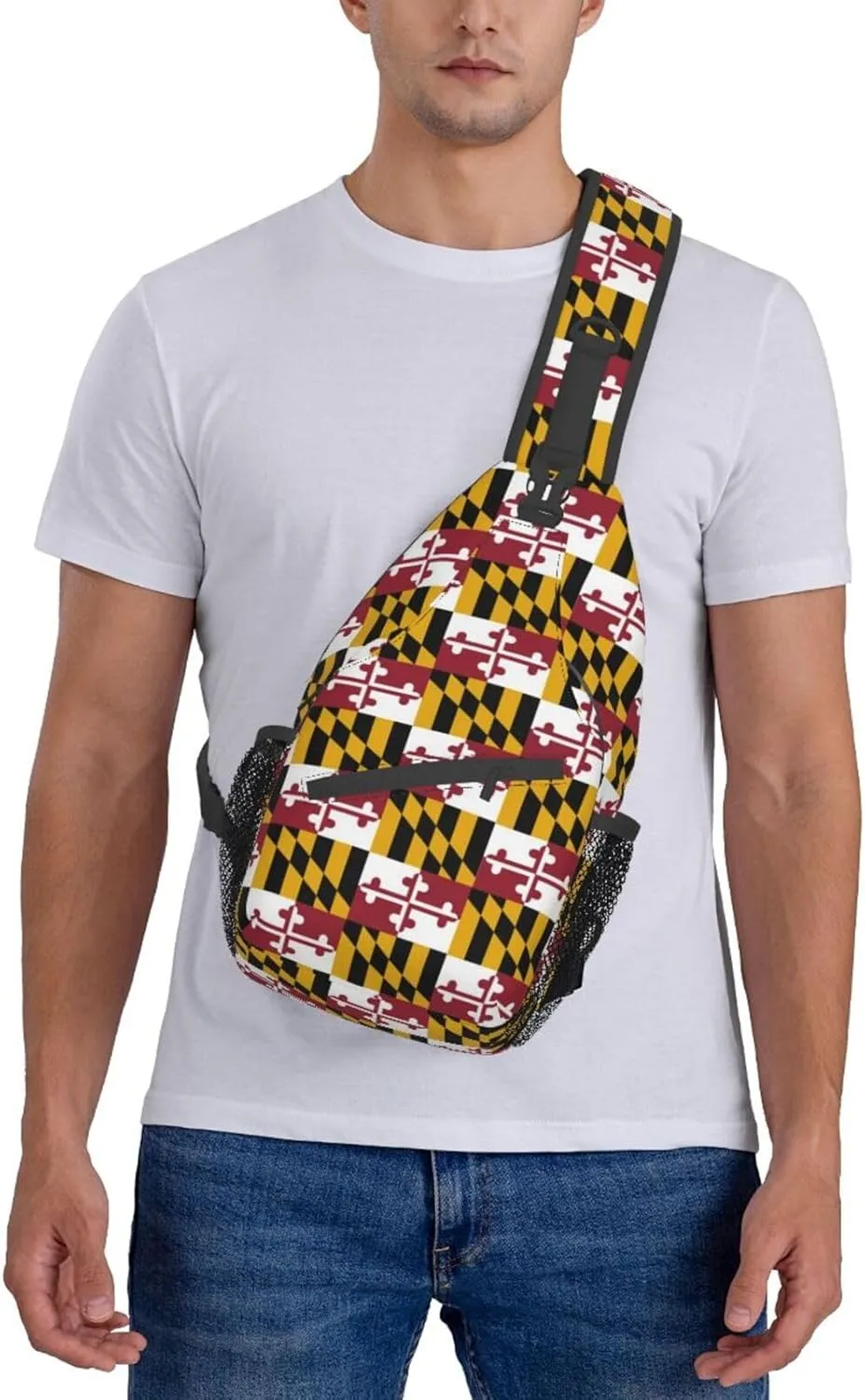 ASYG Cute Maryland Flag Sling Backpack, Multipurpose Maryland Crossbody Shoulder Bag Travel Hiking Daypack for Men Women