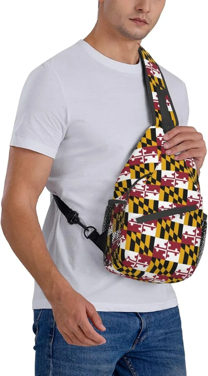 ASYG Cute Maryland Flag Sling Backpack, Multipurpose Maryland Crossbody Shoulder Bag Travel Hiking Daypack for Men Women