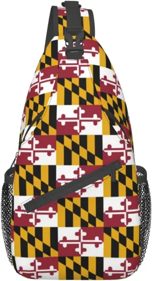 ASYG Cute Maryland Flag Sling Backpack, Multipurpose Maryland Crossbody Shoulder Bag Travel Hiking Daypack for Men Women