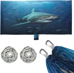 Atlantic Giant Shark Camping Hammock, 330 lbs with 2 Tree Straps, Carry Bag, Single Portable Hammock for Outdoor/Indoor, Hiking, Beach, Backpacking, Travel