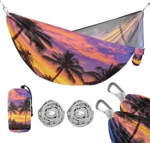 ATTX Coconut Palm Trees Camping Hammock - Lightweight & Portable Hammocks, Heavy Duty 330lbs Capacity for Indoor, Hiking, Backpacking, Travel, Backyard, Beach#20