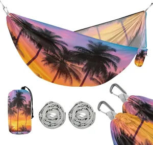 ATTX Coconut Palm Trees Camping Hammock - Lightweight & Portable Hammocks, Heavy Duty 330lbs Capacity for Indoor, Hiking, Backpacking, Travel, Backyard, Beach#22