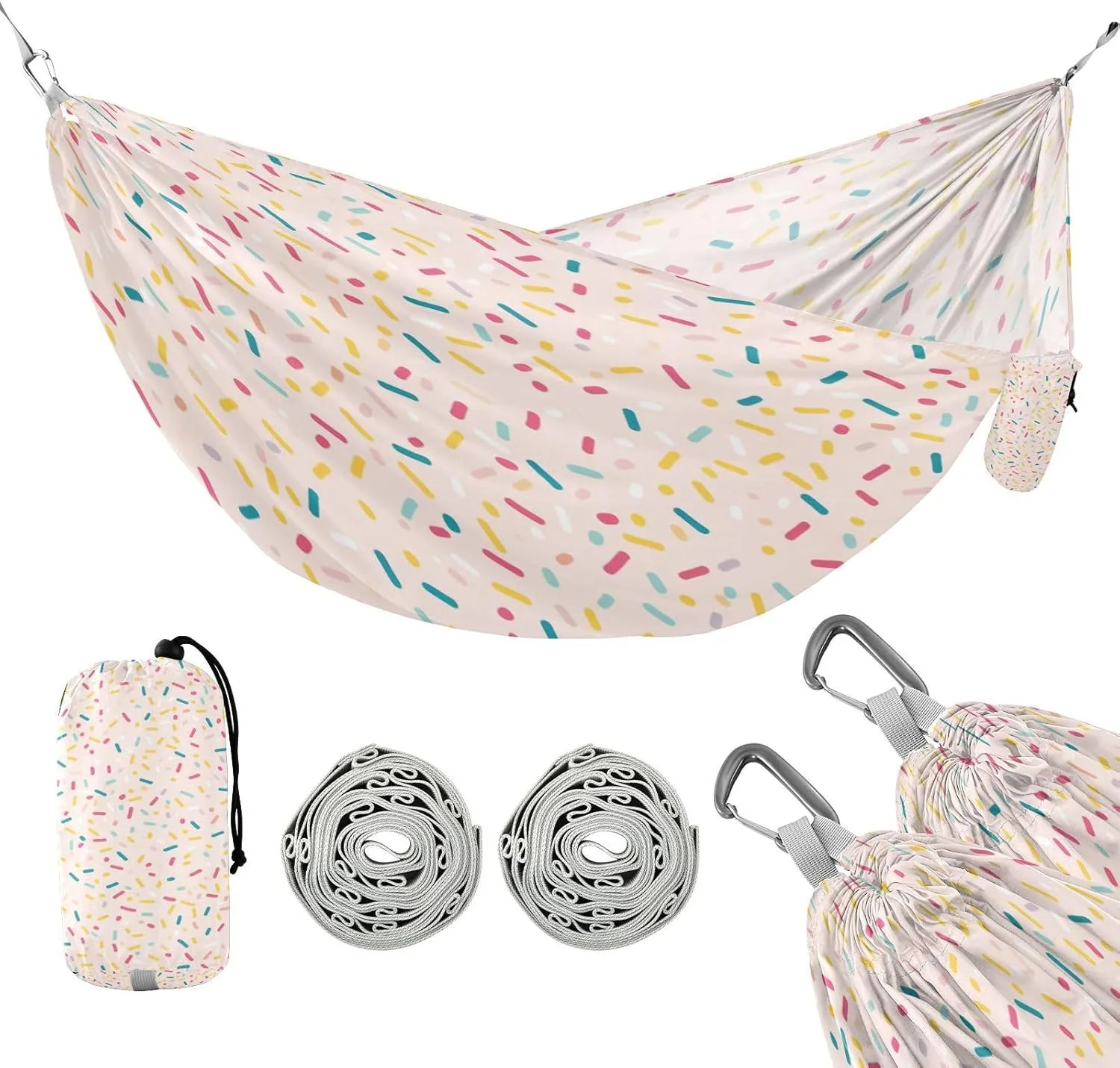 ATTX Colorful Sprinkles Camping Hammock - Lightweight & Portable Hammocks, Heavy Duty 330lbs Capacity for Indoor, Hiking, Backpacking, Travel, Backyard, Beach#189