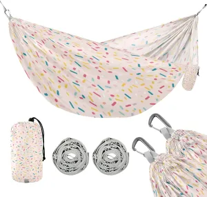 ATTX Colorful Sprinkles Camping Hammock - Lightweight & Portable Hammocks, Heavy Duty 330lbs Capacity for Indoor, Hiking, Backpacking, Travel, Backyard, Beach#189