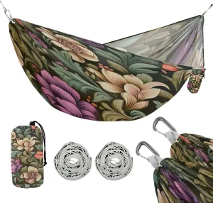 ATTX Colorful Wild Flowers Camping Hammock - Lightweight & Portable Hammocks, Heavy Duty 330lbs Capacity for Indoor, Hiking, Backpacking, Travel, Backyard, Beach#119