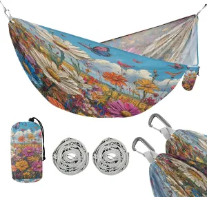 ATTX Colorful Wildflowers Meadow Camping Hammock - Lightweight & Portable Hammocks, Heavy Duty 330lbs Capacity for Indoor, Hiking, Backpacking, Travel, Backyard, Beach#3