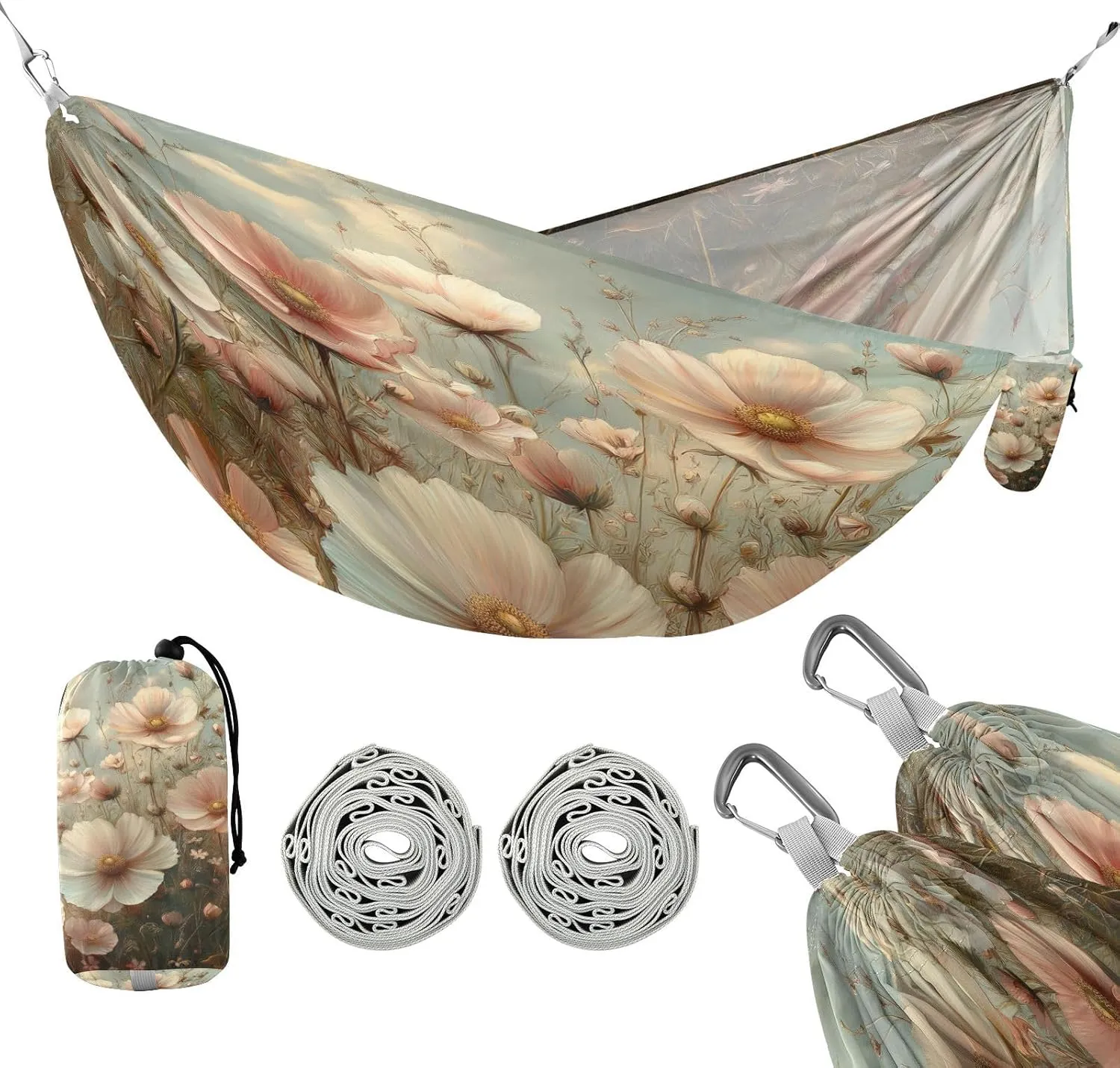 ATTX Floral Landscapes Camping Hammock - Lightweight & Portable Hammocks, Heavy Duty 330lbs Capacity for Indoor, Hiking, Backpacking, Travel, Backyard, Beach#15