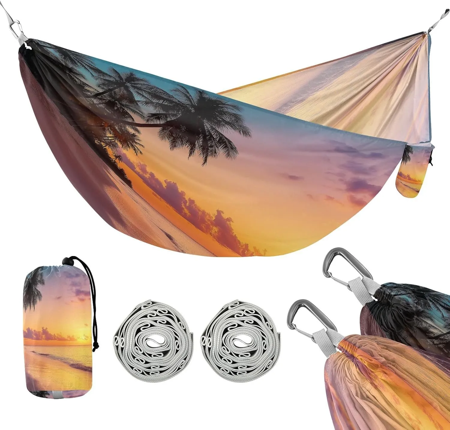 ATTX Tropical Beach Camping Hammock - Lightweight & Portable Hammocks, Heavy Duty 330lbs Capacity for Indoor, Hiking, Backpacking, Travel, Backyard, Beach#62