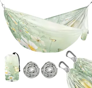 ATTX Watercolor Wildflowers Camping Hammock - Lightweight & Portable Hammocks, Heavy Duty 330lbs Capacity for Indoor, Hiking, Backpacking, Travel, Backyard, Beach#567