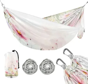 ATTX Watercolor Wildflowers Camping Hammock - Lightweight & Portable Hammocks, Heavy Duty 330lbs Capacity for Indoor, Hiking, Backpacking, Travel, Backyard, Beach#86