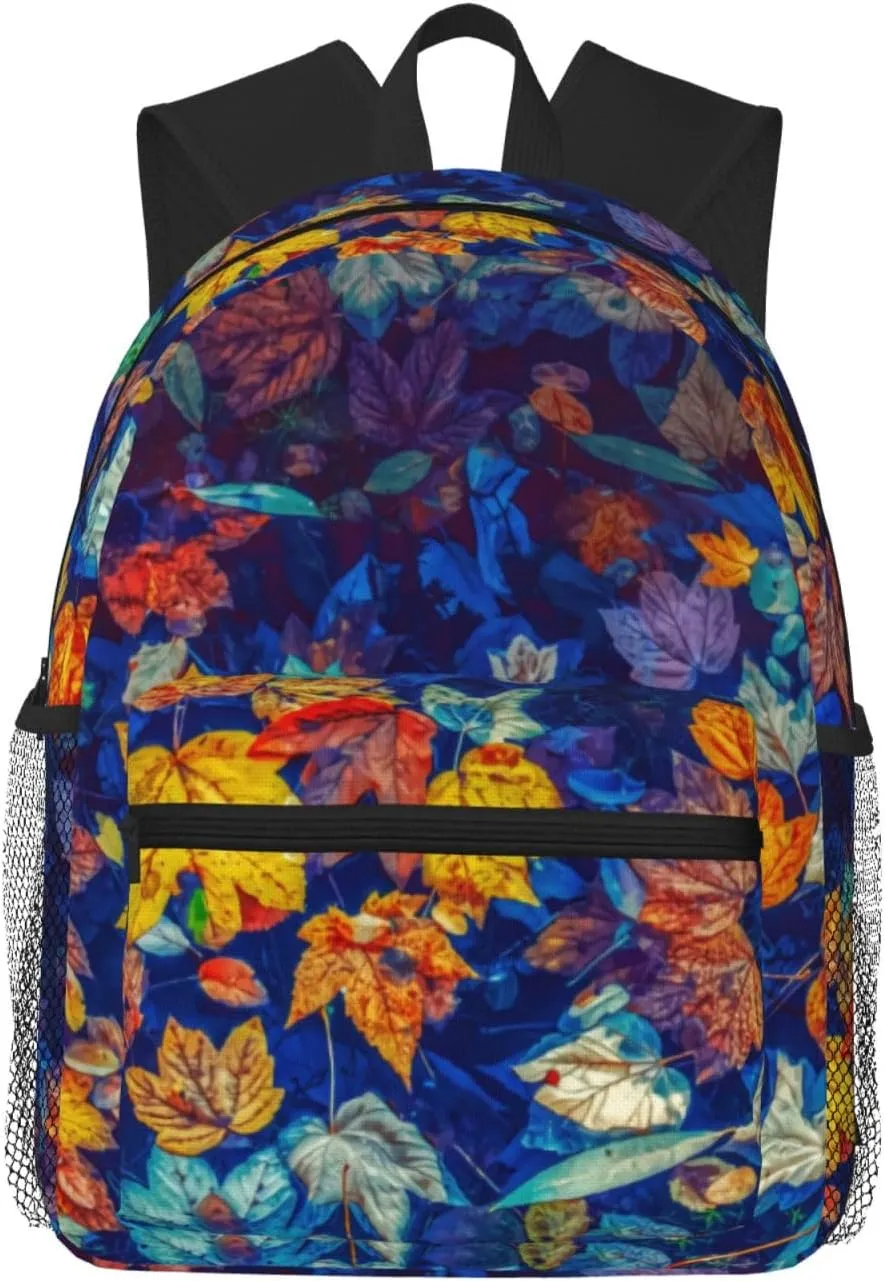 Autumn Colorful Maple Leaves Floating In The Water Lightweight Packable Backpack Travel Casual Hiking Daypack Foldable Backpack For Men Women