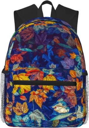 Autumn Colorful Maple Leaves Floating In The Water Lightweight Packable Backpack Travel Casual Hiking Daypack Foldable Backpack For Men Women