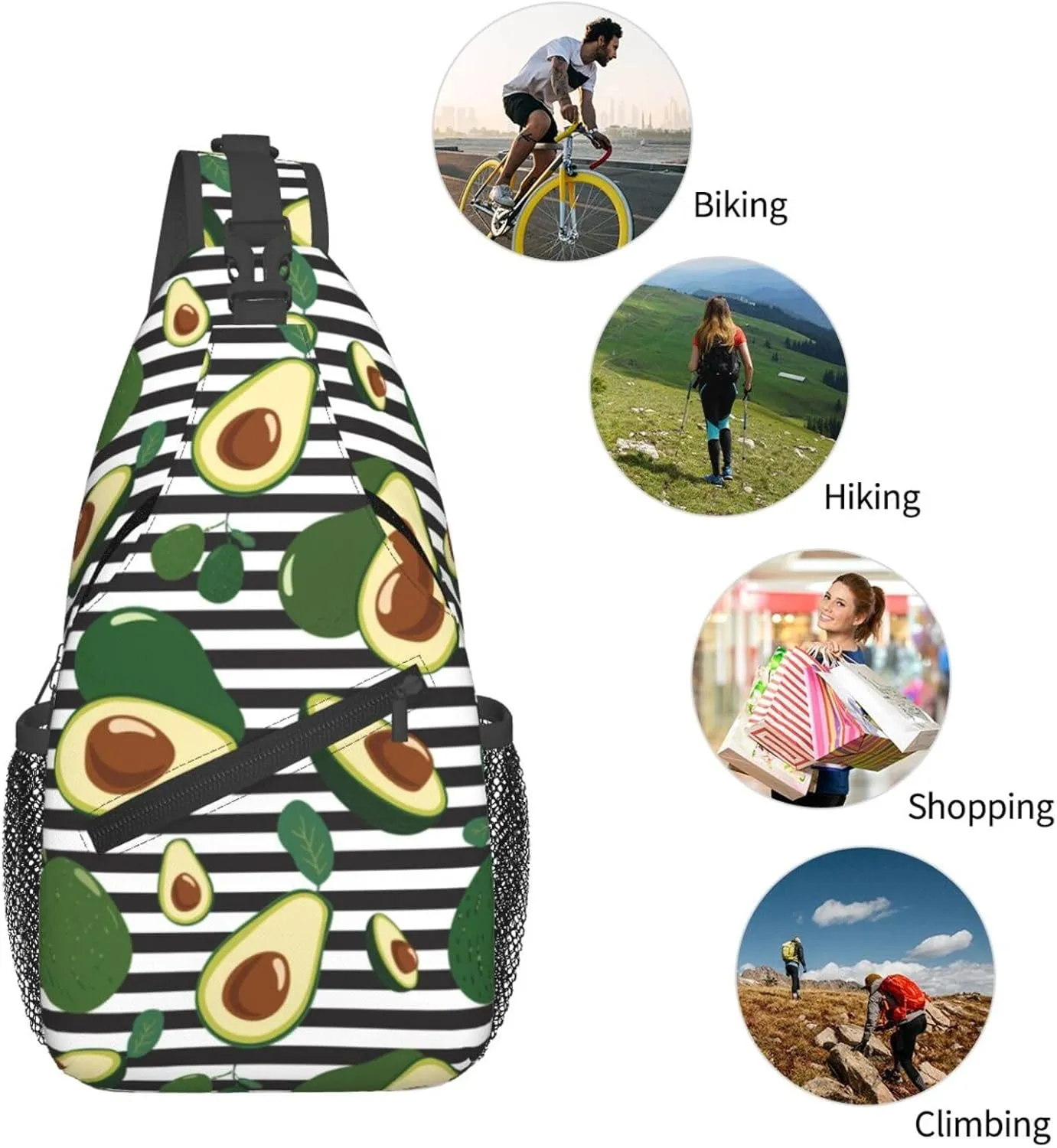 Avocado Crossbody Sling Backpack Sling Bag Adjustable Chest Shoulder Daypack For Women Men