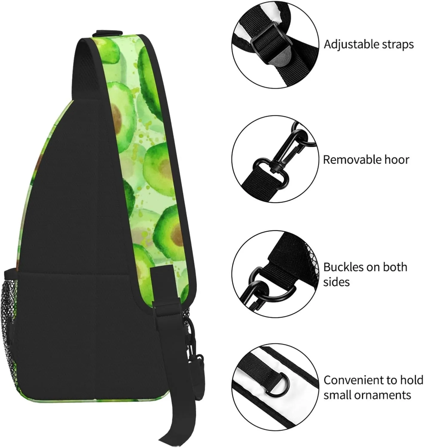 Avocado Sling Bag Crossbody Backpack Shoulder Daypack Multipurpose Cross Body Chest Bag for Men Women Travel Hiking Sports Gym